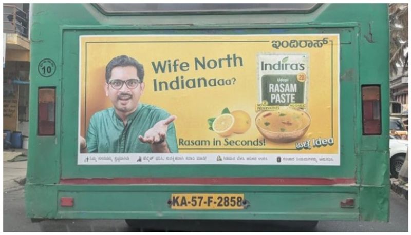 controversy on advertisement of instant rasam on a bus in Bengaluru asking wife north indianaaa afe