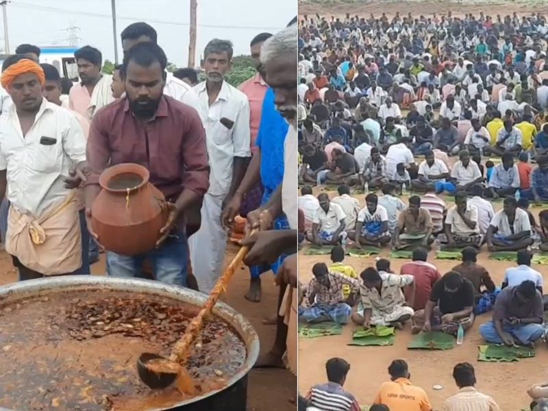 62 goats cooked for temple festival in madurai district vel