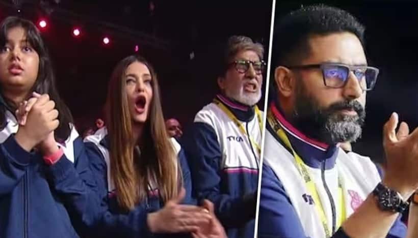 Pro Kabaddi League: Amitabh, Aishwarya, Aaradhya cheer for Abhishek Bachchan's kabaddi team; video goes viral