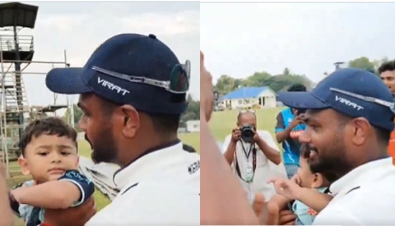 Watch Sanju Samson taken a kid fan and pose for photos during Ranji Trophy match in Alappuzha