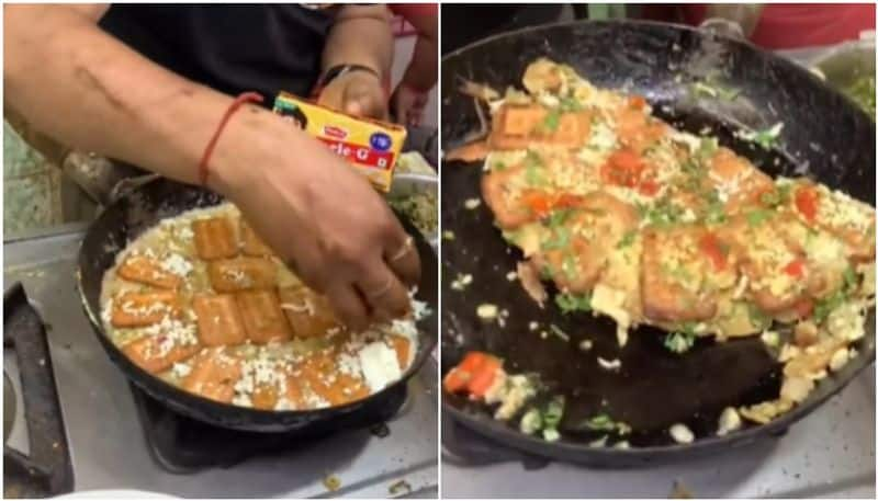 man adds parle g biscuits in omelette and the video going viral