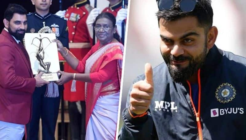 Mubarak Ho Lala:Virat Kohli reacts to Mohammed Shami receiving Arjuna Award, congratulates RMA