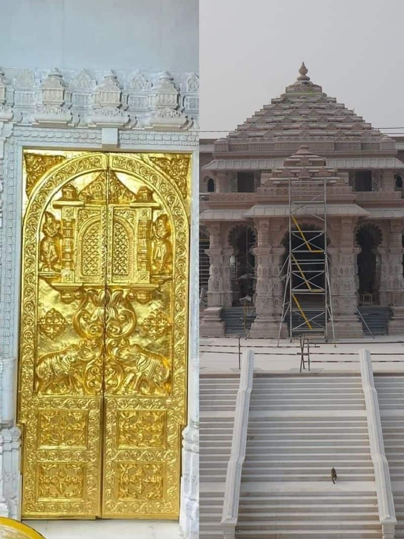 ayodhya prana pratishtha ceremoney gold plated door installed in ram mandir zrua