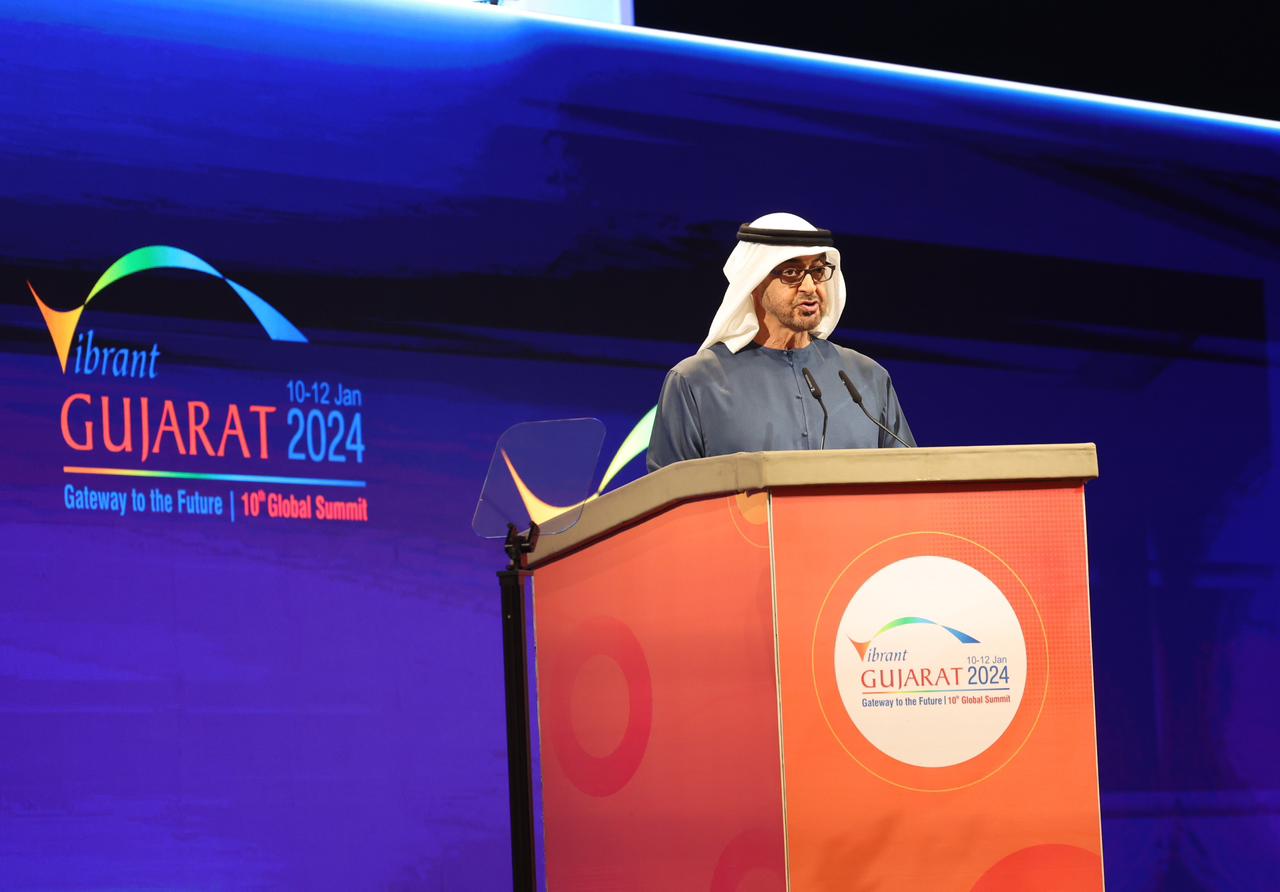 UAE President sheikh mohamed bin zayed al hahyan uae gave speech at vibrant gujarat summit lns