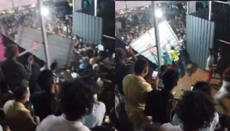 ticket was not available football fans breaks stadium gate and enters to ground to watch Malappuram sevens football quarter final vkv