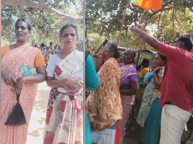 The BJP who cheated workers who went to work on agriculture in Tiruvallur and brought them to protest vel