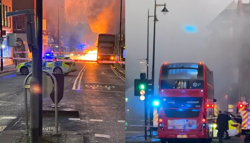 electric double decker bus caught fire during the morning rush hour in south west London etj