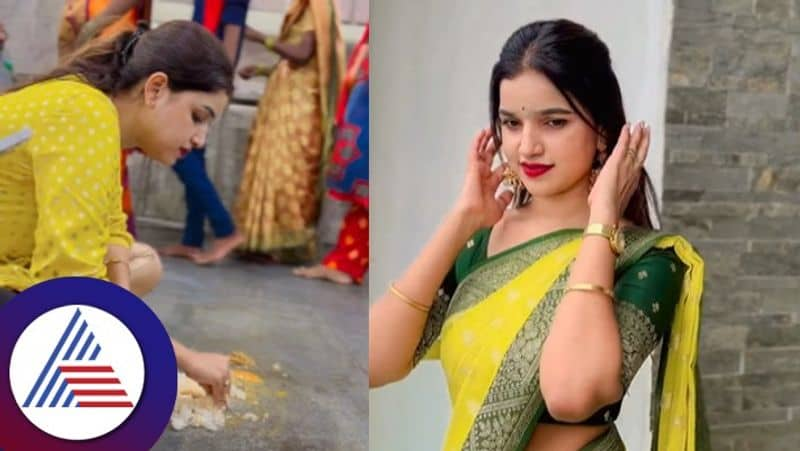 A girl eating on floor is going viral for her devotion skr