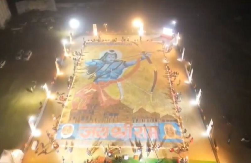 Mosaic artist Anil Kumar prepares Lord Rama portrait using 14 lakhs Diyas in Ayodhya AKP