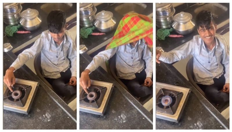 video of boy lighting gas stove using his finger went viral bkg 