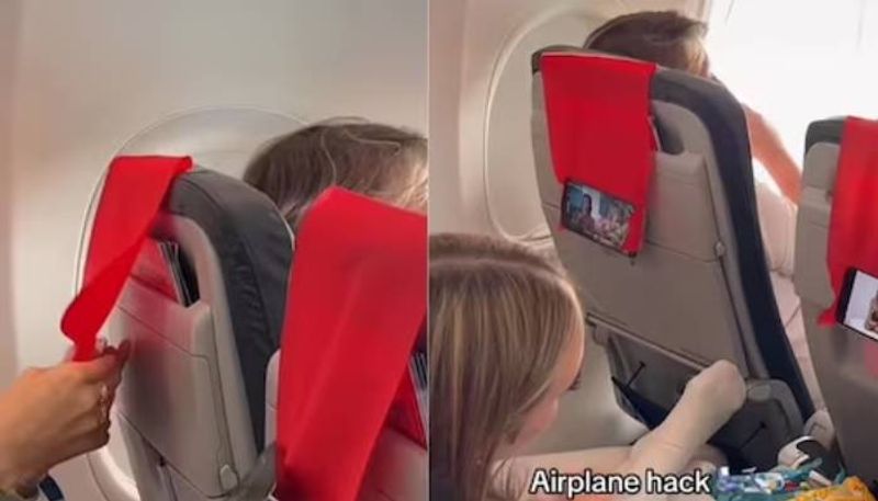 airplane hack phone holder in plane viral video rlp