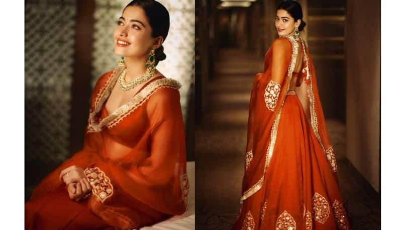 Actress Rashmika Manadanna looks Beautiful in Traditional dress, fans comment Vijay is lucky Vin