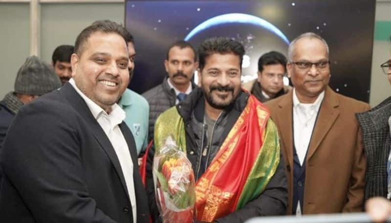 WEF 2024 Telangana CM Revanth Reddy meets diaspora at Zurich airport KRJ