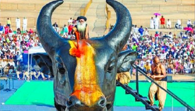 installation of mahashula nandi in chikkaballapur isha adiyogi in the presence of isha adiyogi ash