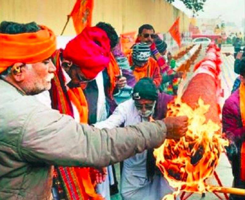 108 feet long incense burner started to burn, its aroma  reach up to 50 km in Ayodhya akb