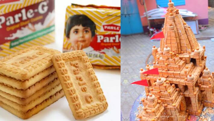Ayodhya Ram Mandir replica made by 20 kg Parle g biscuit