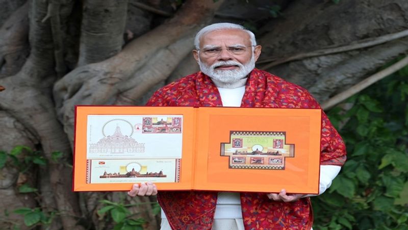 ayodhya ram temple PM Modi releases Commemorative Postage Stamps on Shri Ram Janmbhoomi Mandir smp 