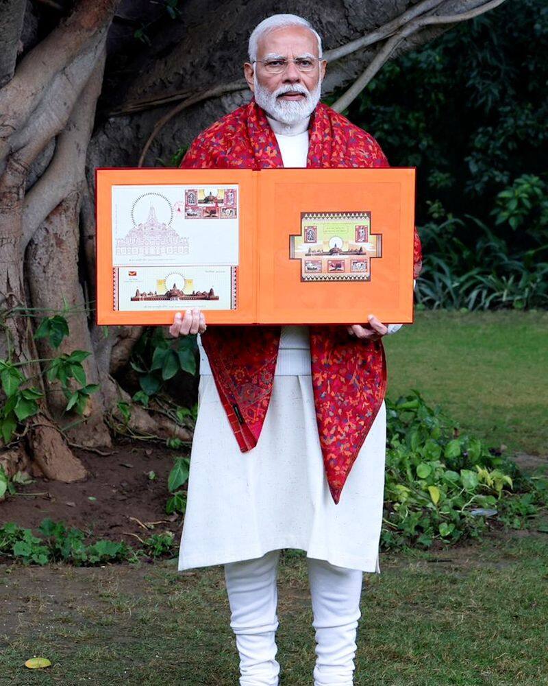 Ram Mandir inauguration PM Modi releases commemorative postage stamps on Shri Ram Janmabhoomi Mandir gcw