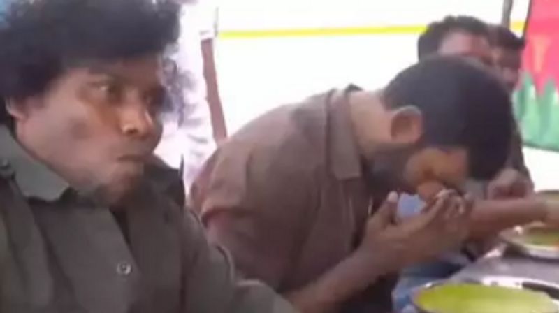 Vishal serves a feast at set on the occasion Yogi Babu reaction grabs fans vvk