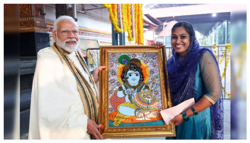 Jasna Salim gifted Lord krishna painting to PM Modi prm 