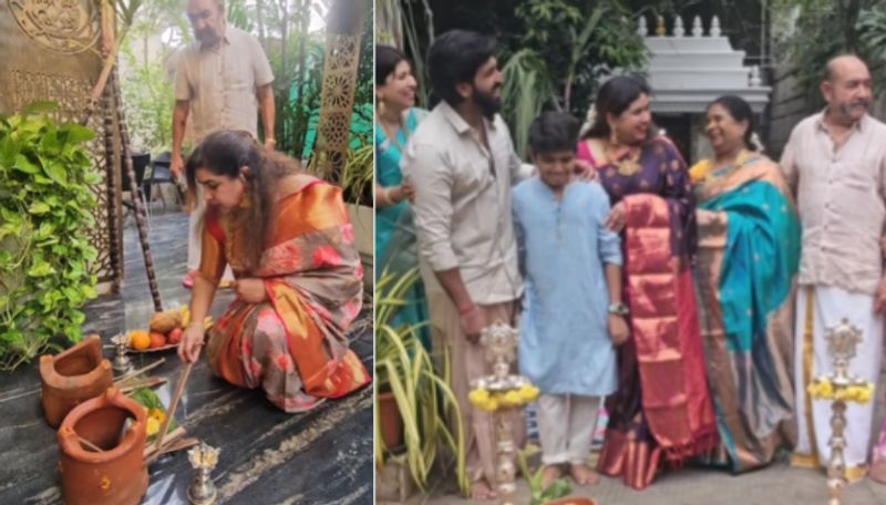 Actress Kavitha Vijayakumar celebrated pongal function in chennai with her family ans