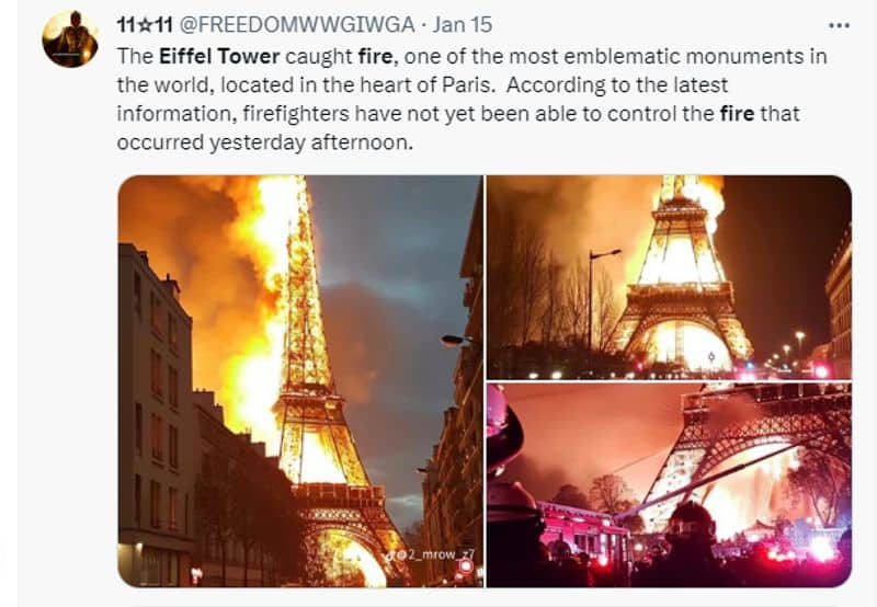 Does Eiffel Tower catched fire here is the truth fact check jje 