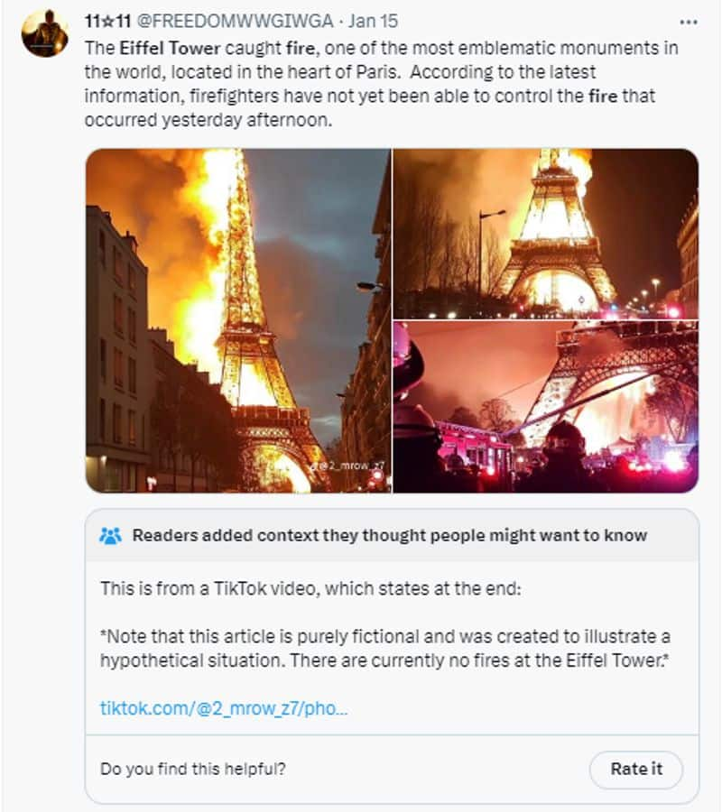 Does Eiffel Tower catched fire here is the truth fact check jje 