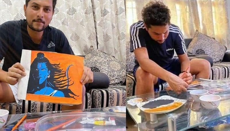 Check Out Indian Cricketer Kuldeep Yadav Paintings Of Shri Ram And Hanuman During Lockdown kvn