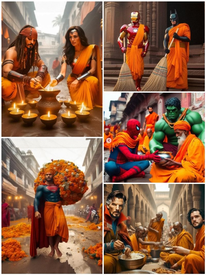 From Iron man, Bat man to Wonder woman Super heros visit Ram mandir in Ayodhya viral AI Pics Rya