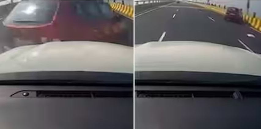 Viral video of the first accident reported on Mumbai Atal Bihari Vajpayee Trans Harbour Link Road