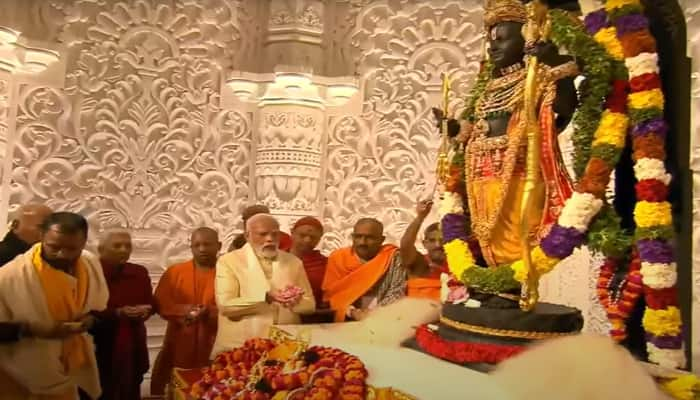 Pran Pratishtha starts as PM Modi reaches sanctum sanctorum of Ayodhya Ram Temple skr