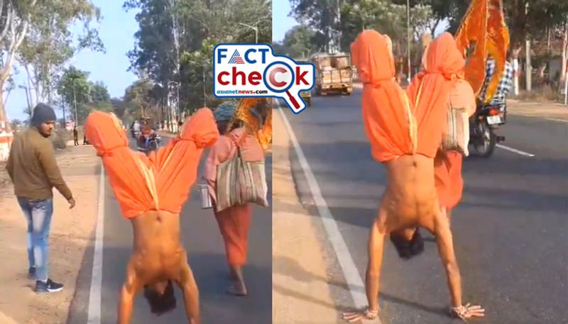 viral video of baba walking on hands to Ayodhya Ram Mandir is not true fact check jje