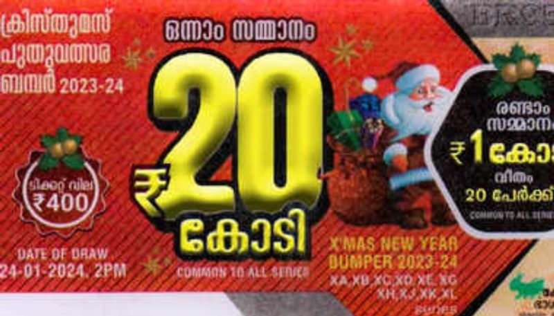 Kerala Lottery Results Christmas New Year Bumper BR95 Lottery Result
