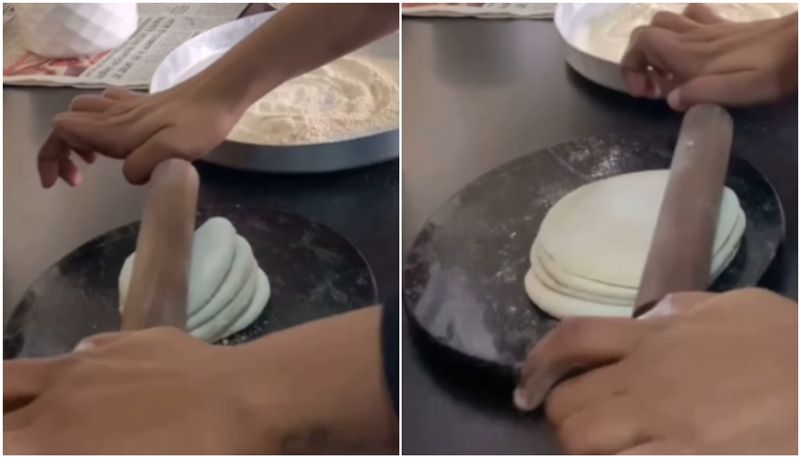 viral video shows five roti rolling together