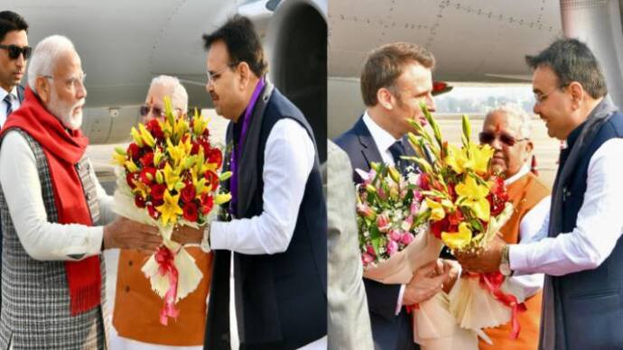 PM Modi, French President Macron hold mega roadshow in Jaipur