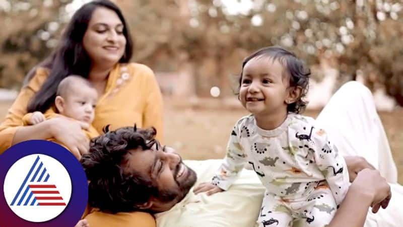 Dhruva Sarja and Prerana photoshoot with kids pav