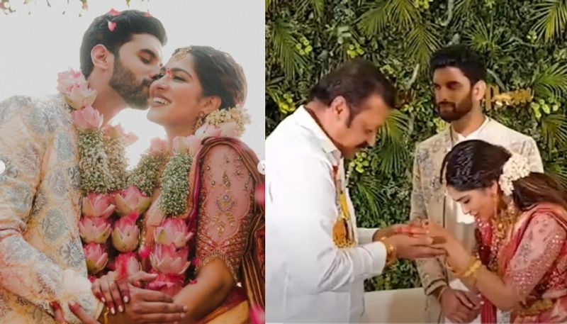 actor suresh gopi blessed actress swasika and prem jacob on their wedding day nrn 