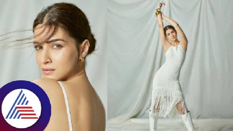 Actress Kriti Sanon radiates elegance in a body hugging white dress adorned with fringes gvd