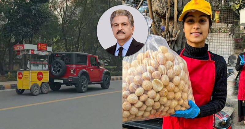 Anand Mahindra praise Btech Pani puri girl for using Mahindra thar to tow cart ckm