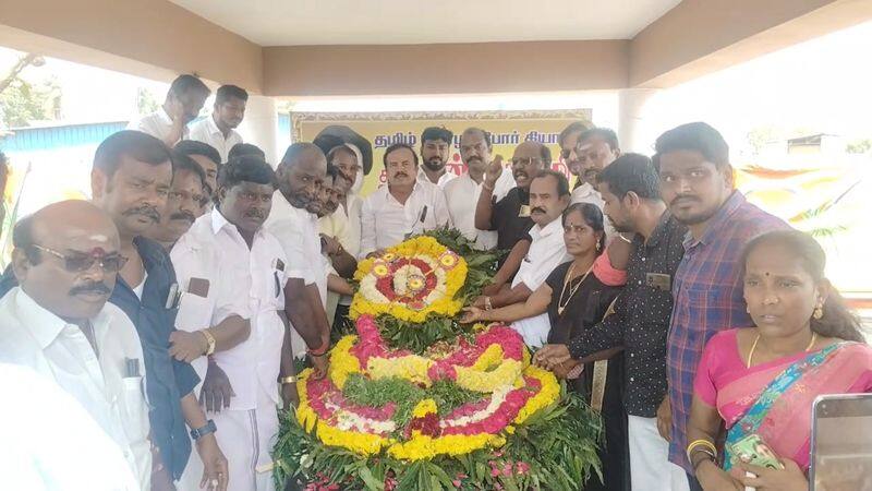 AMmk members paid respects at the language war martyrs' memorial in Trichy