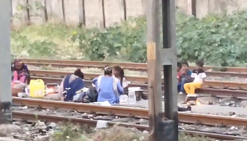 cooking in between railway track the video going viral