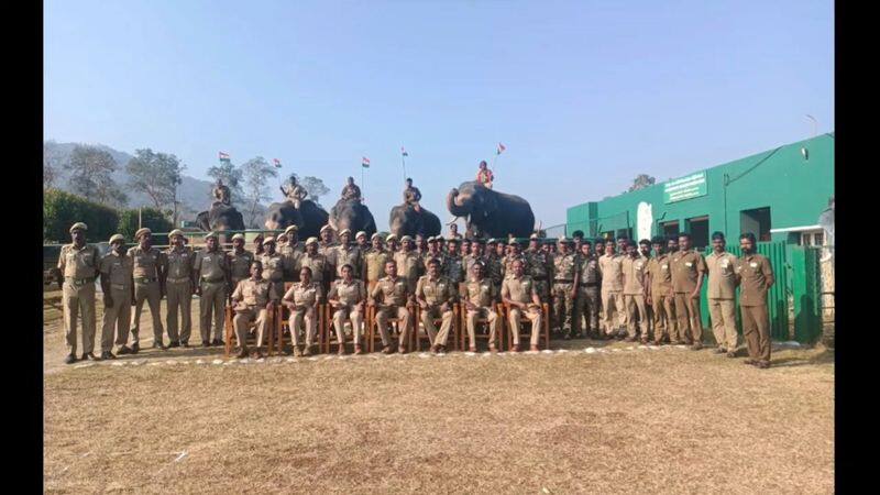 Domesticated elephants took part in the Republic Day function held at the Mudumalai Tiger Reserve and paid homage to the national flag vel