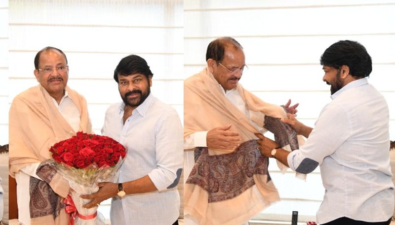 Megastar Chiranjeevi Meeting with Venkaiah Naidu For Receiving Padma Vibhushan Awards JMS