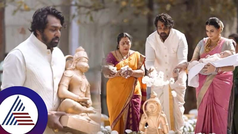 Dhruva Sarja performed Hanuman Puja along with his wife Prerana and family suc