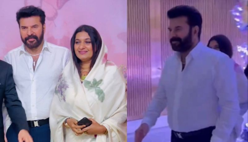 actor mammootty attend wedding ceremony at dubai with wife sulfath, Bramayugam nrn 