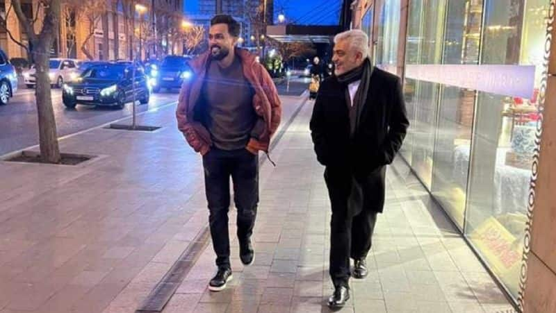 Vidaamuyarchi hero Ajithkumar walking with Arav in azerbaijan Photos viral gan