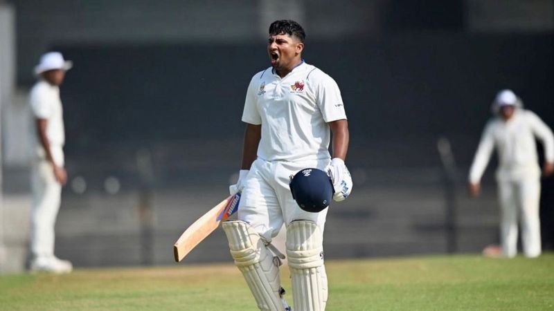 double hundred for sarfaraz khan and mumbai into huge total againt rest of india