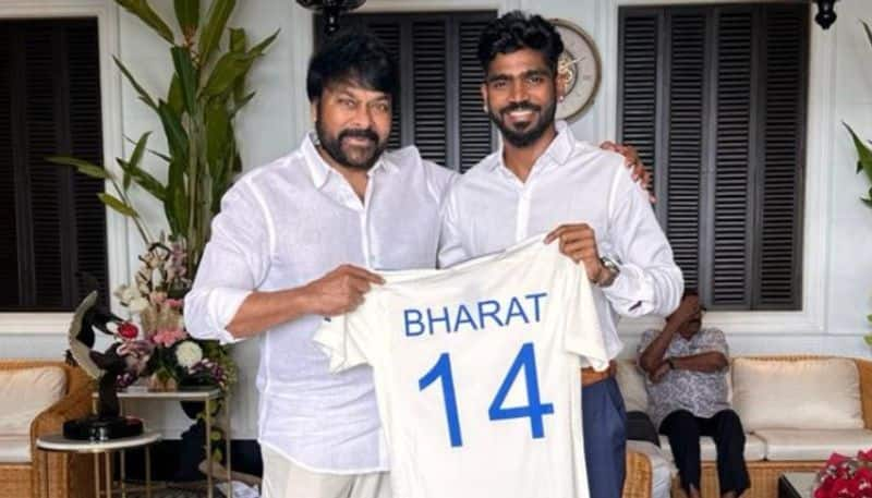 indian cricketer k s bharat crazy gift to chiranjeevi arj