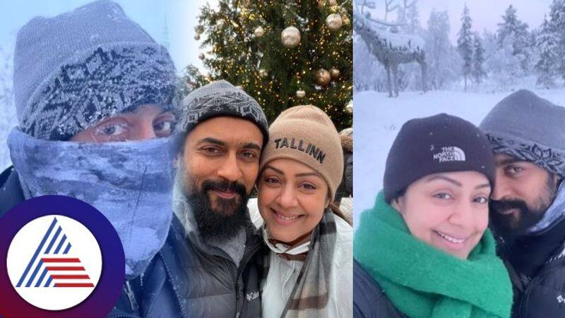 Suriya Jyothika watch Northern light in Finland enjoys Arctic circle January vacation vcs