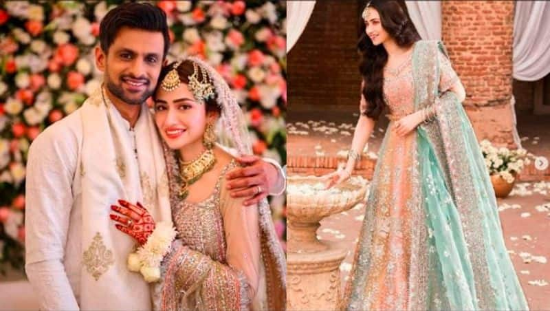 Pakistan cricketer Shoaib Malik's 3rd wife Sana Javed who sparkled in a lehenga netizens say that Sania broke the house for her daughter in law akb